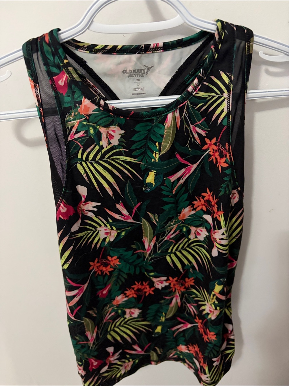 Old Navy Black Tropical Floral Racerback Tank